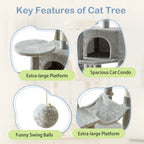 44-Inch Cat Tree Tower with Condo, Hammock & Sisal Posts - view 3