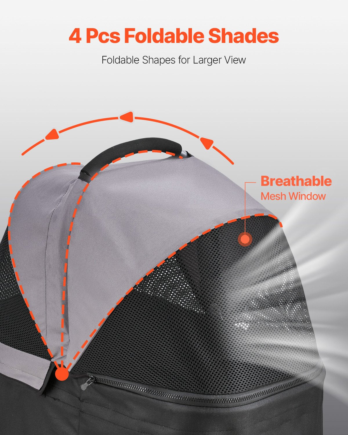 Foldable 4-Wheel Pet Stroller with Detachable Carrier - view 4