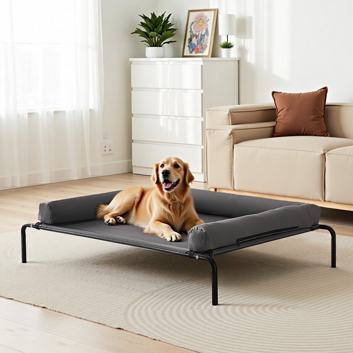 Elevated Cooling Dog Bed with Bolster Pillow, XL - view 6
