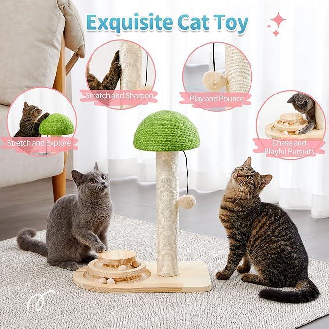 Mushroom Cat Scratching Post with Ball Track Toy - view 6