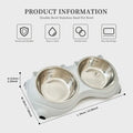 Tilted Double Cat Bowl with Stainless Steel Bowls