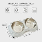 Tilted Double Cat Bowl with Stainless Steel Bowls