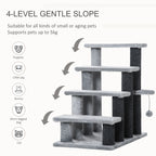 4-Step Cat Stairs with Scratching Posts, Gray - view 3