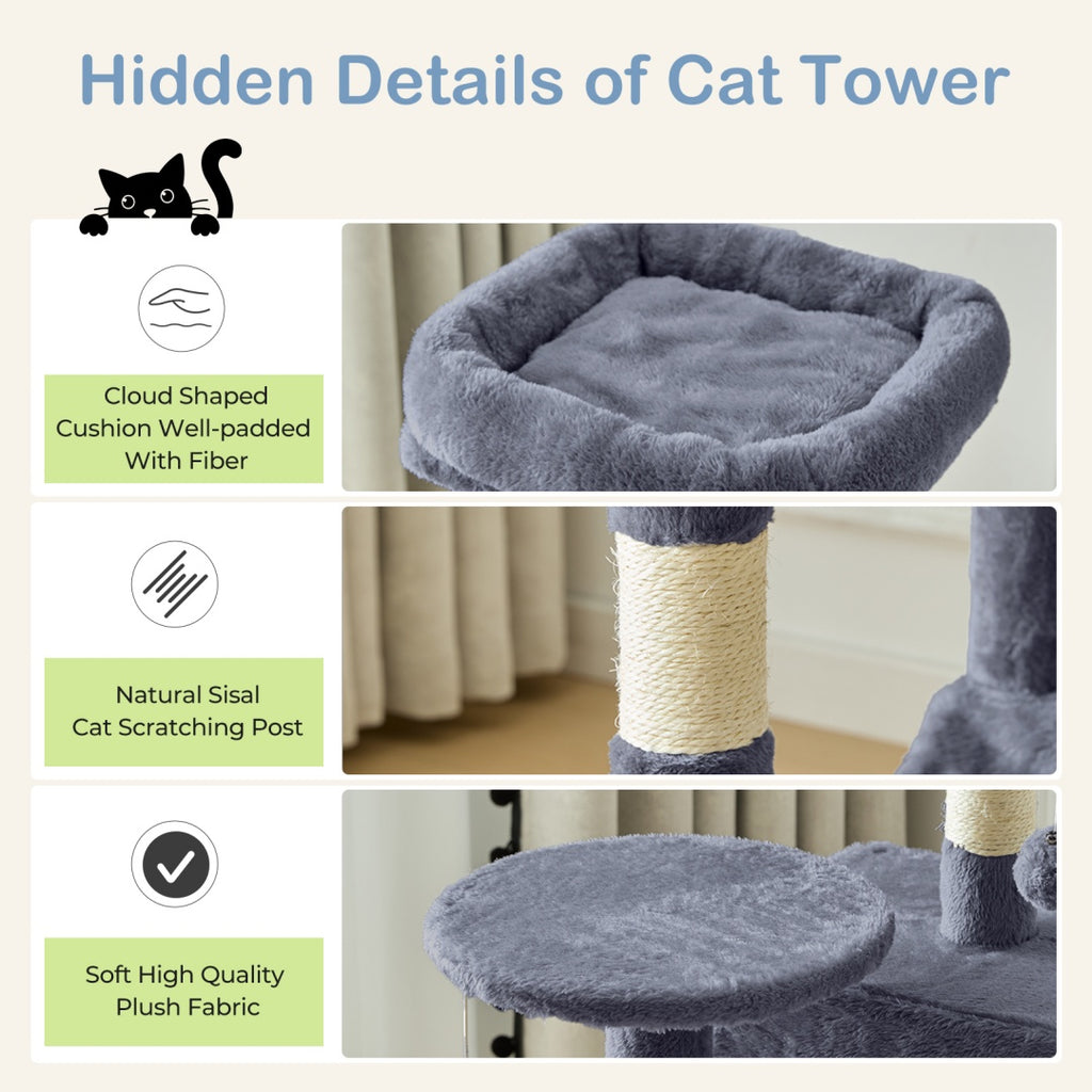 44-Inch Cat Tree Tower with Condo, Hammock & Sisal Posts - view 7