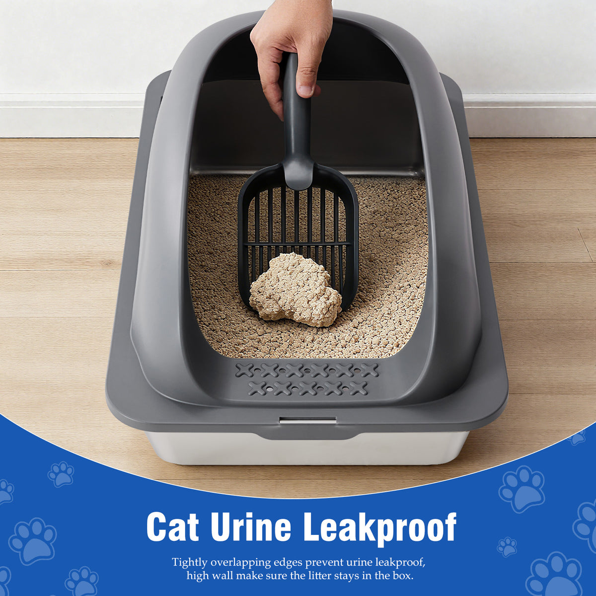 Stainless Steel Cat Litter Box with High-Sided Lid, XL - view 3