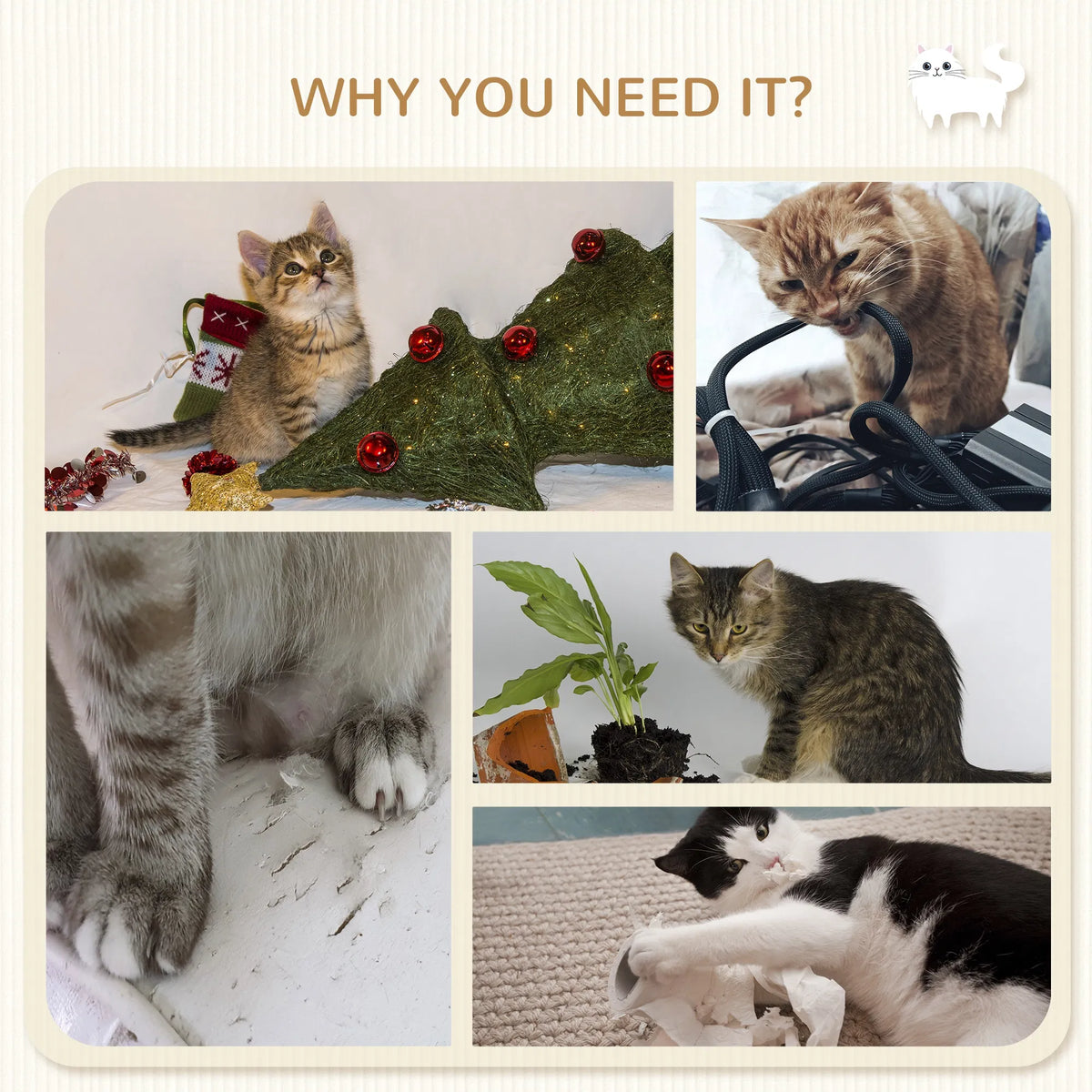 Wall-Mounted Cat Shelf Set, 4 Pieces (Hammock, Bridge & Scratching Post) - view 5