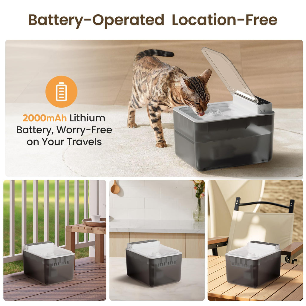 Wireless Stainless Steel Cat Water Fountain with Motion Sensor, 3 L - view 4