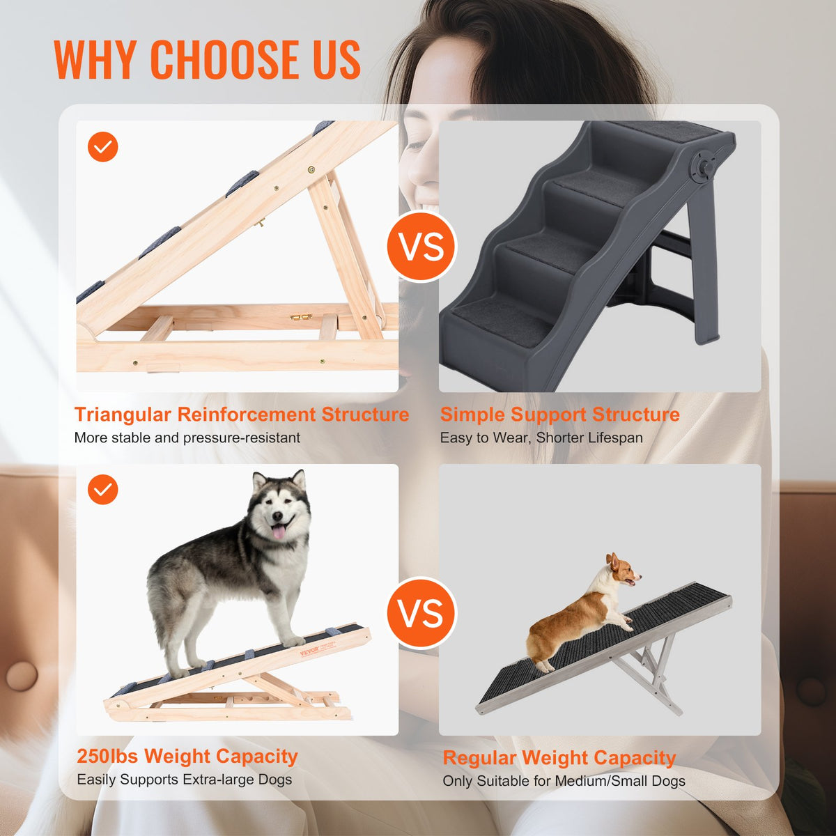 Adjustable Wooden Dog Ramp for Bed & Couch - view 4