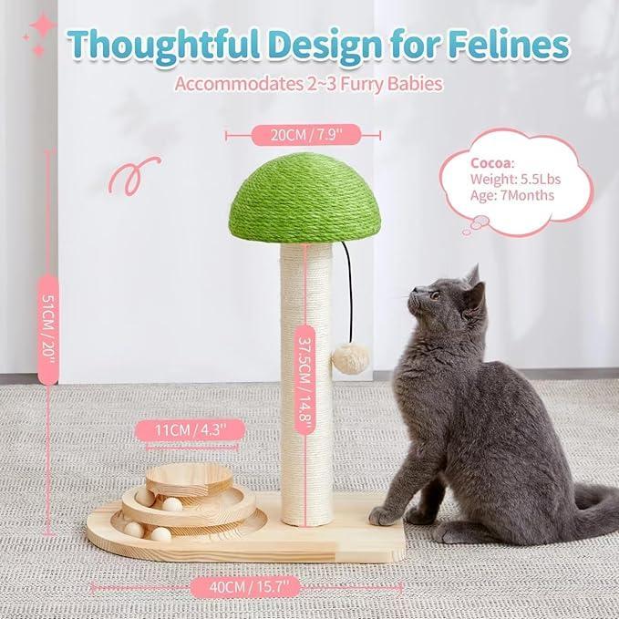 Mushroom Cat Scratching Post with Ball Track Toy - view 7