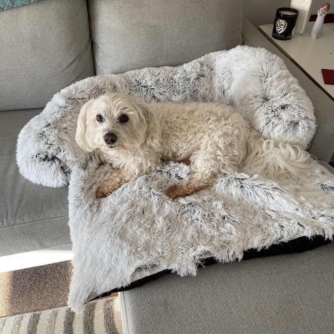 Calming plush couch and floor dog bed, image 8