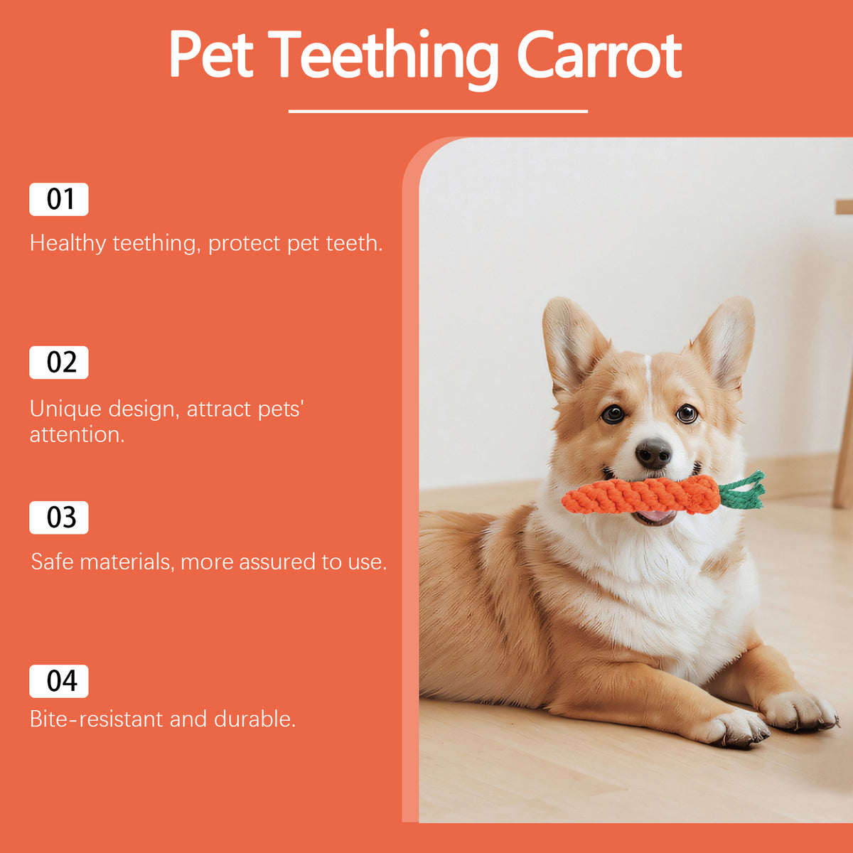Carrot Rope Chew Toy for Puppies - view 5