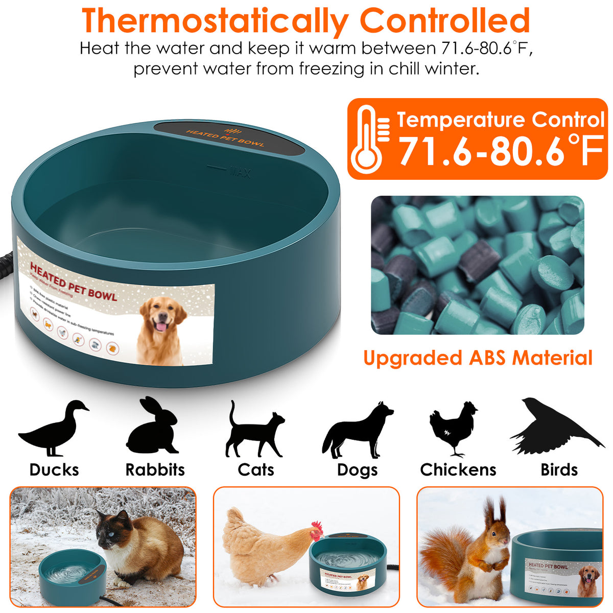 Heated Pet Water Bowl, 74 oz (Anti-Freeze) - view 6