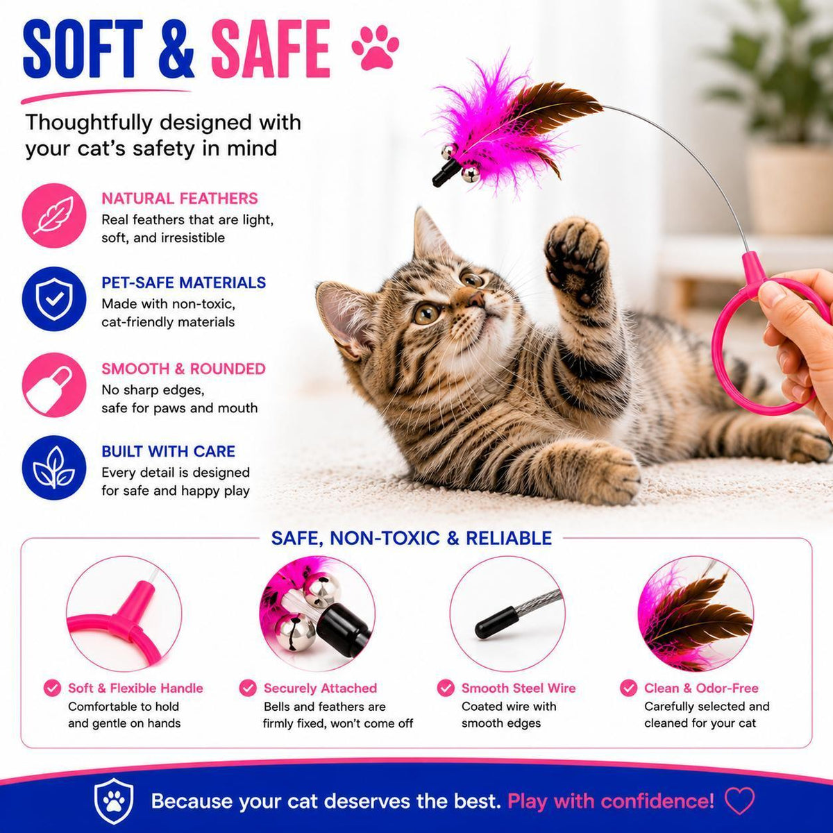Wearable Feather Collar Cat Toy, 2-Piece Set - view 2