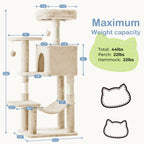 44-Inch Cat Tree Tower with Condo, Hammock & Sisal Posts - view 11