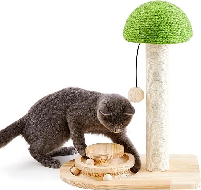 Mushroom Cat Scratching Post with Ball Track Toy
