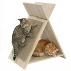 A-Frame Cat Scratcher Lounge with Wooden Hideaway