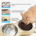 Tilted Double Cat Bowl with Stainless Steel Bowls - view 5
