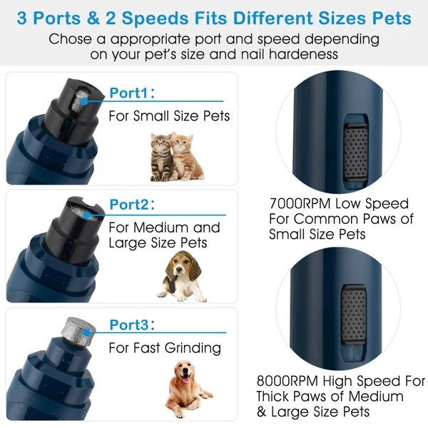 Quiet Rechargeable Dog Nail Grinder, 2 Speeds - view 3