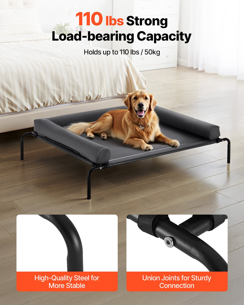 Elevated Cooling Dog Bed with Bolster Pillow, XL - view 4