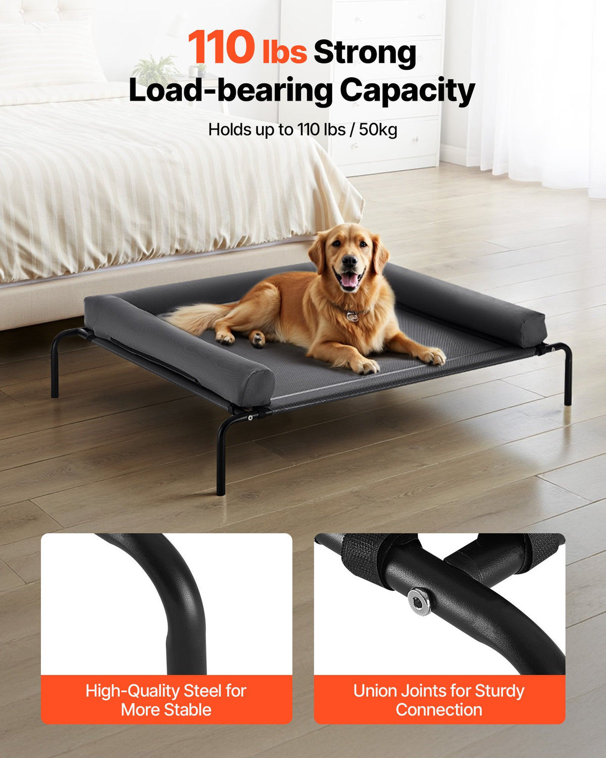 Elevated Cooling Dog Bed with Bolster Pillow, XL - view 4