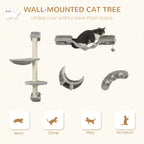 Wall-Mounted Cat Shelf Set, 4 Pieces (Hammock, Bridge & Scratching Post) - view 3