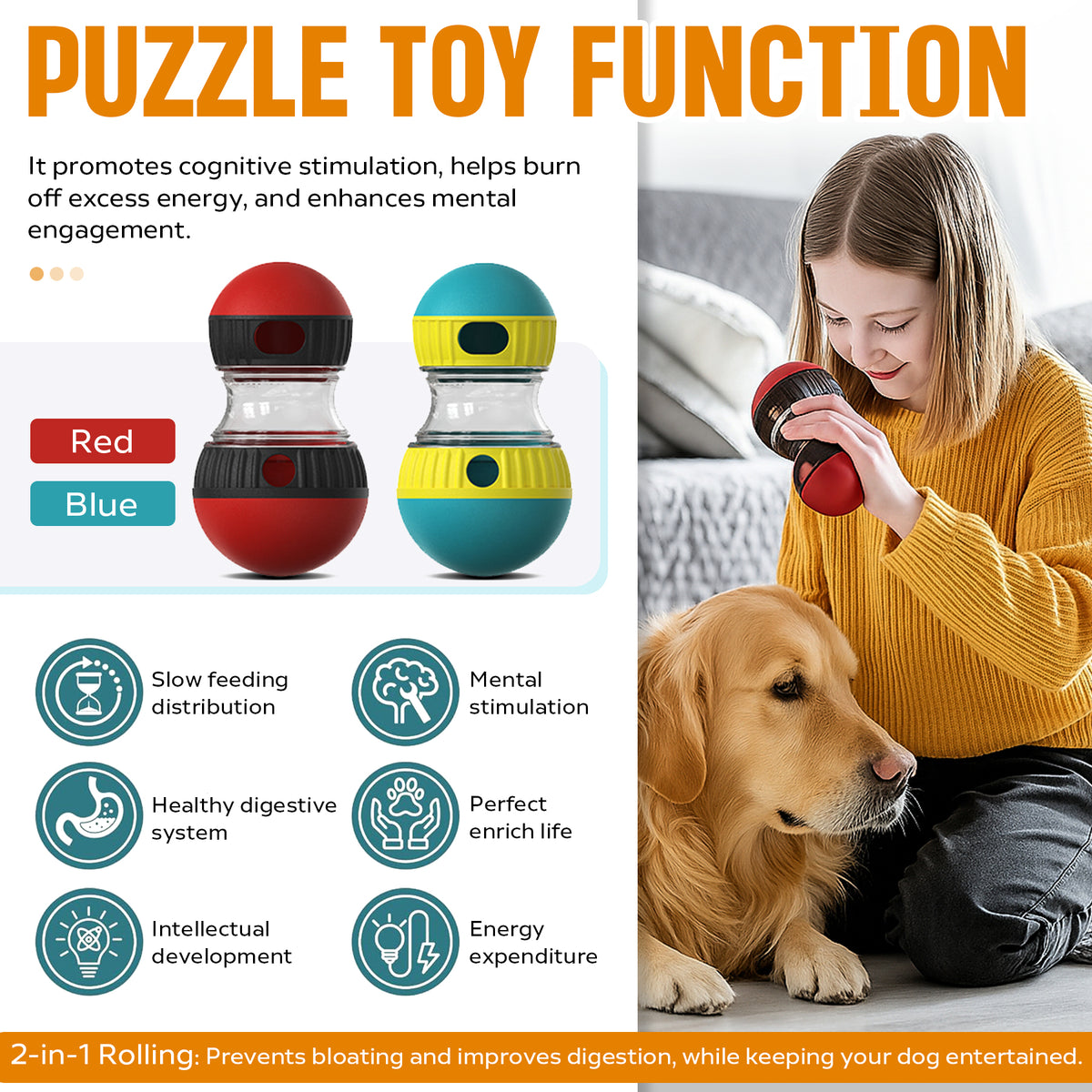 Treat-Dispensing Puzzle Ball for Dogs - view 2
