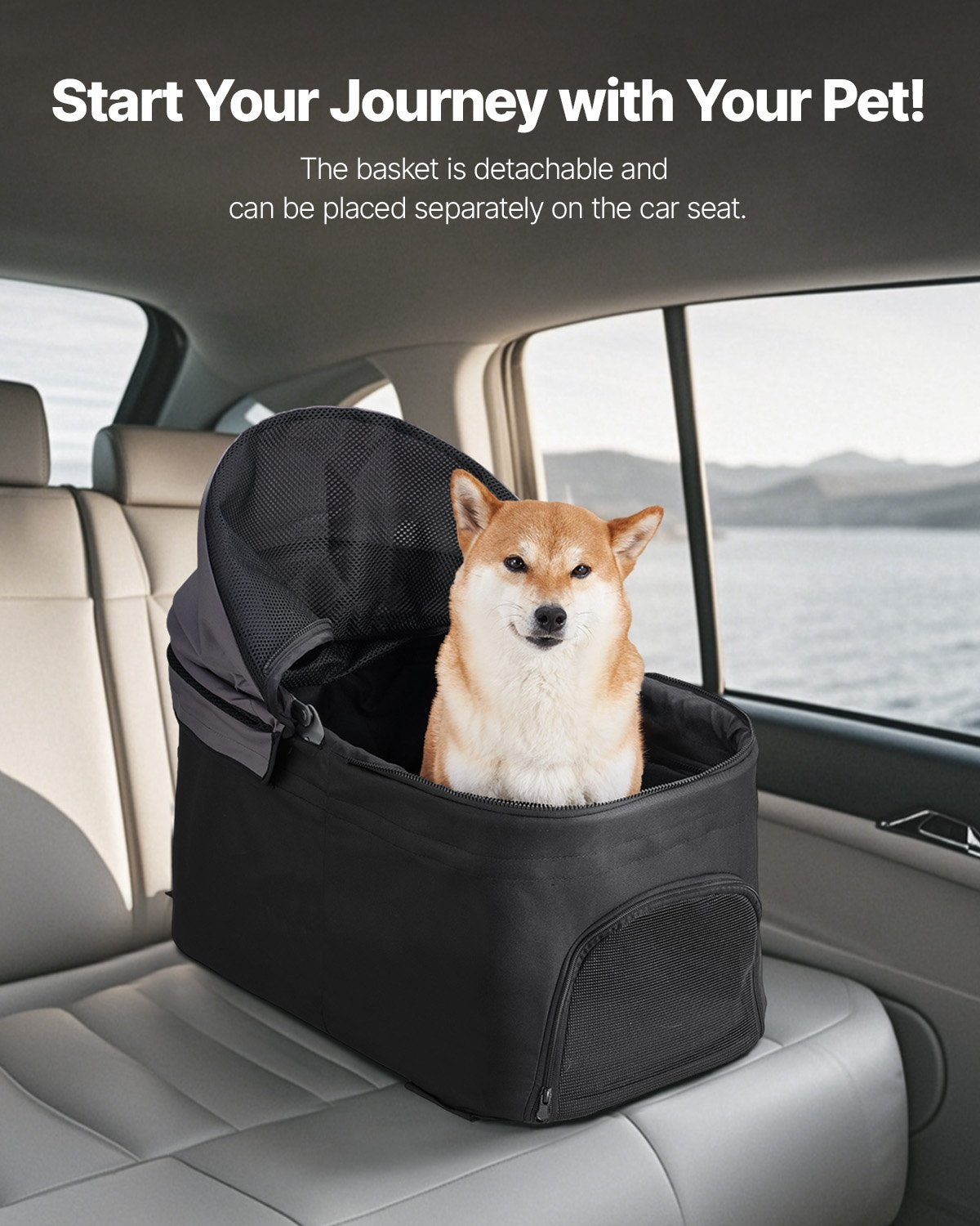 Foldable 4-Wheel Pet Stroller with Detachable Carrier - view 3