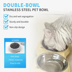 Tilted Double Cat Bowl with Stainless Steel Bowls - view 4