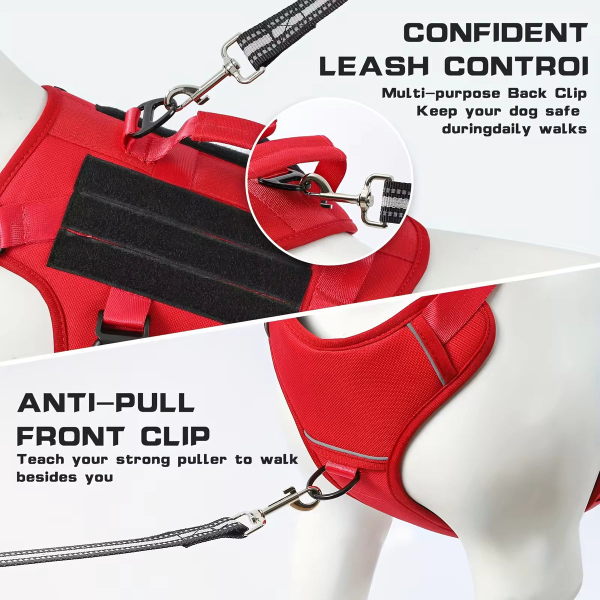 No-pull tactical dog harness with dual handles, image 3