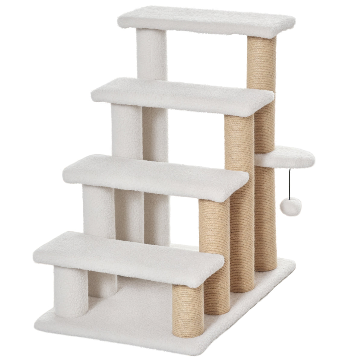 4-Step Cat Stairs with Sisal Scratching Posts, White - view 8