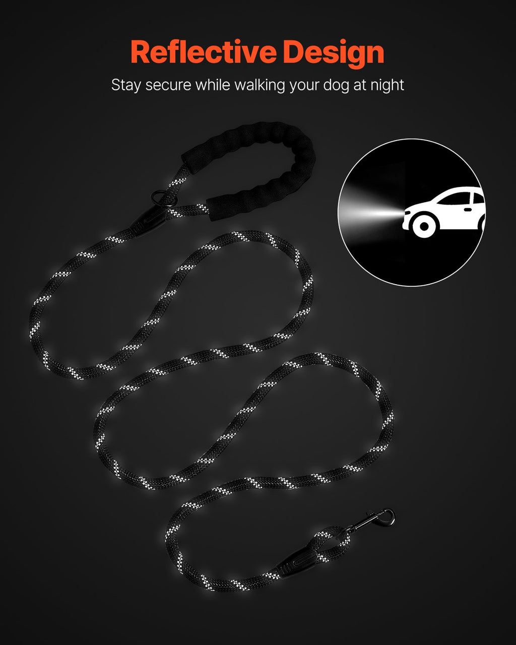Reflective Rope Dog Leash, 6 ft Heavy Duty - view 5
