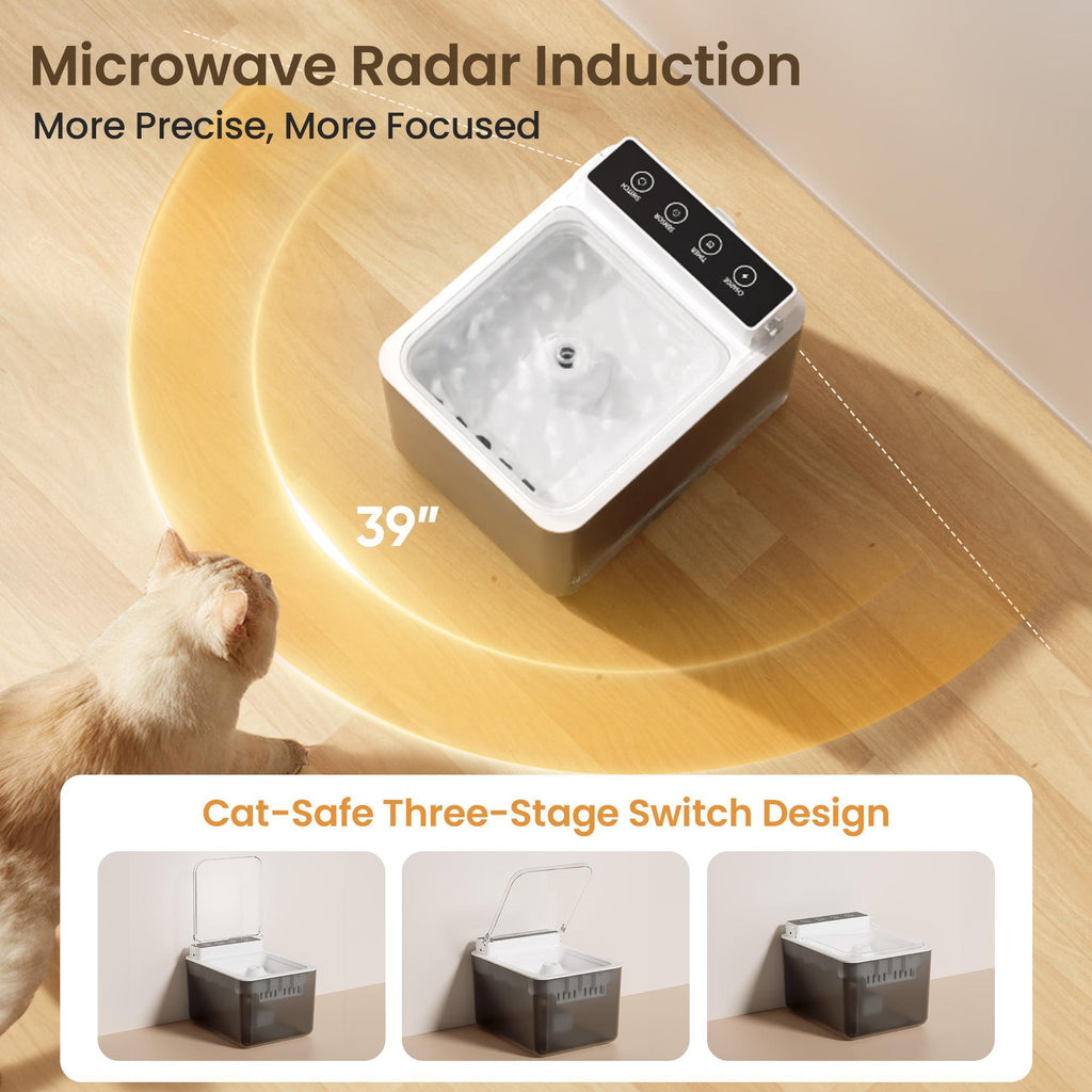 Wireless Stainless Steel Cat Water Fountain with Motion Sensor, 3 L - view 3