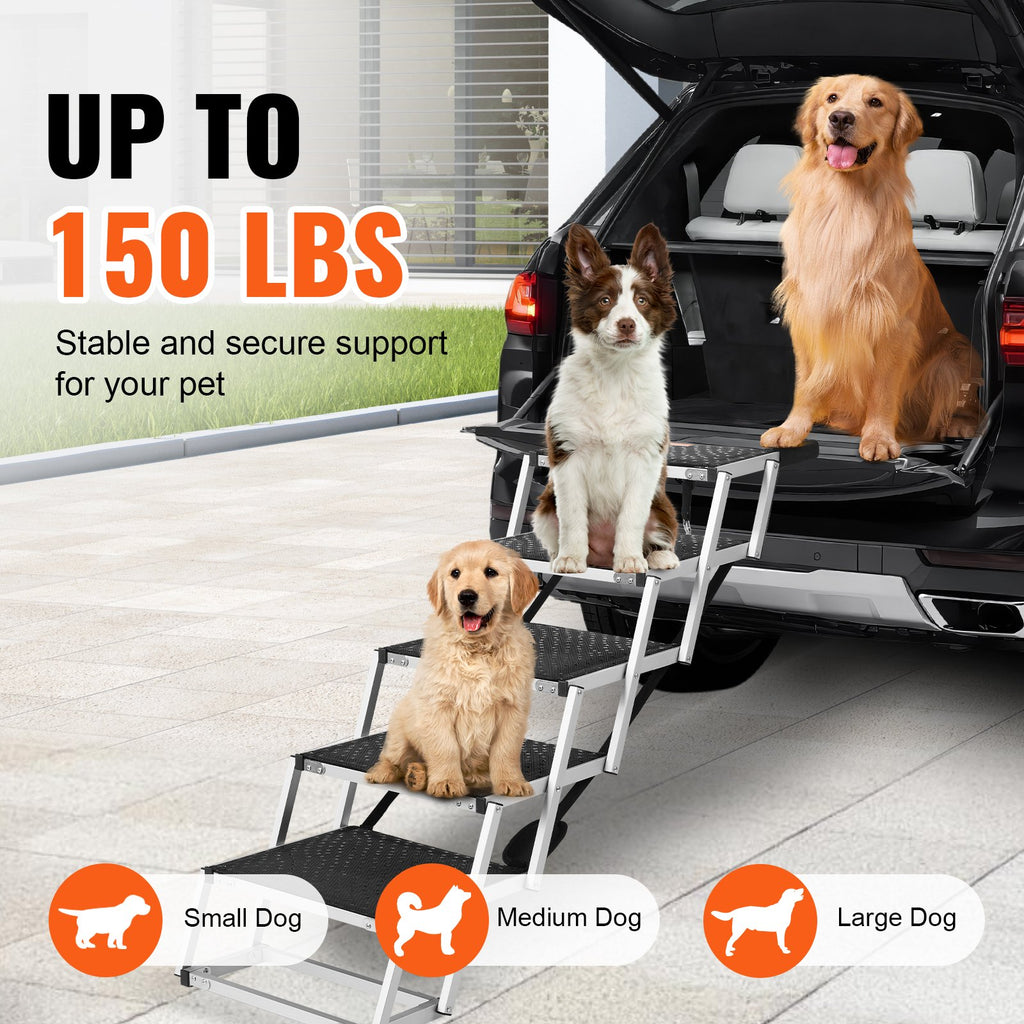Folding Aluminum Dog Car Stairs, 5 Steps (Up to 150 lb) - view 2