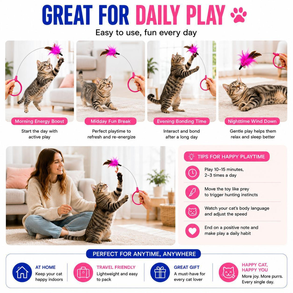 Wearable Feather Collar Cat Toy, 2-Piece Set - view 3