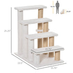 4-Step Cat Stairs with Sisal Scratching Posts, White - view 5