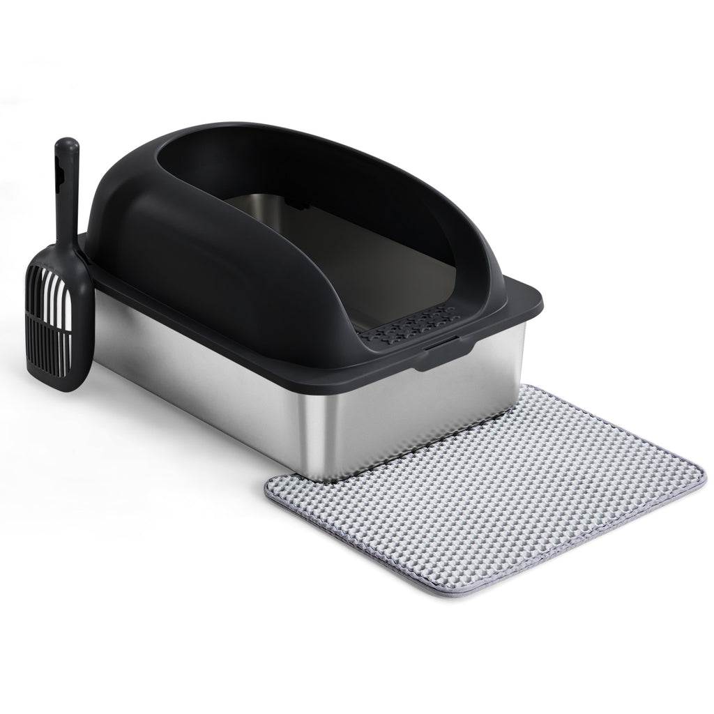 Stainless Steel Cat Litter Box with High-Sided Lid, XL