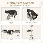Wall-Mounted Cat Shelf Set, 4 Pieces (Hammock, Bridge & Scratching Post) - view 6