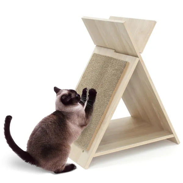 A-Frame Cat Scratcher Lounge with Wooden Hideaway - view 4
